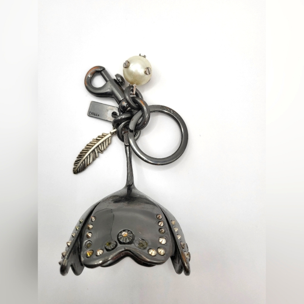 Coach Studded Large Tea Rose Bag Charm